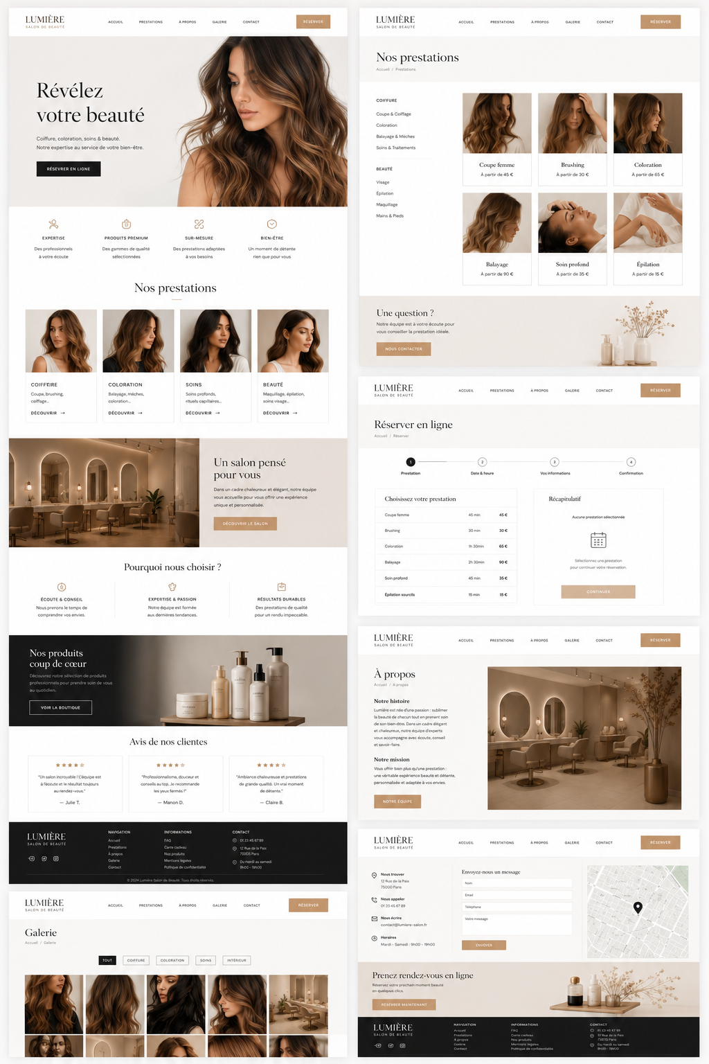 Concept de site pour salon de coiffure