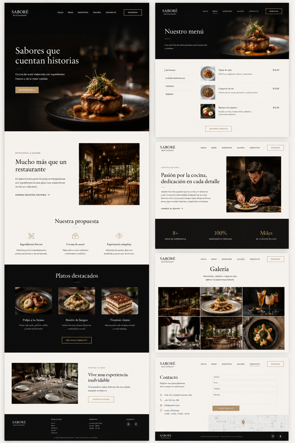 Concept de site web pour restaurant